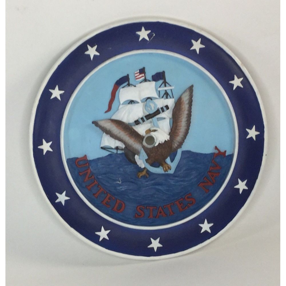 United States Navy Emblem Resin/plast Wall Hanging Plaque Sign Military 10" diam